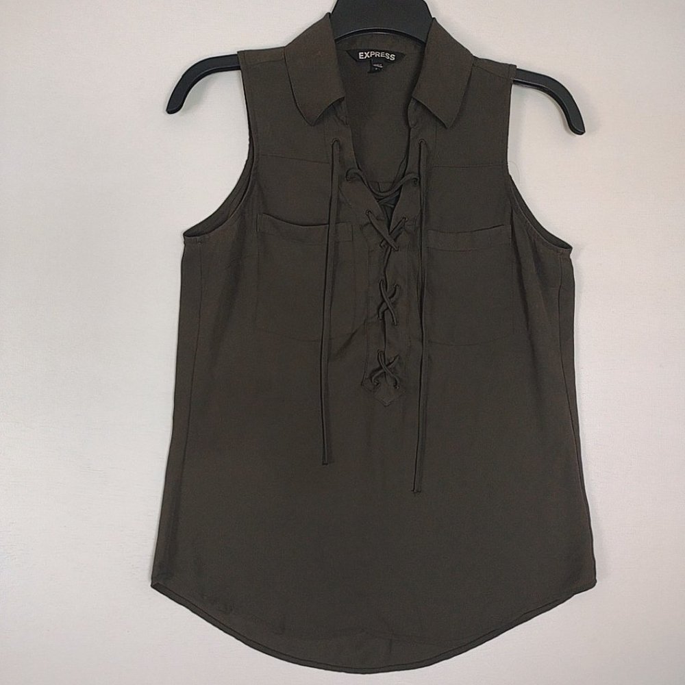 EXPRESS  womens military green blouse size XS  tp